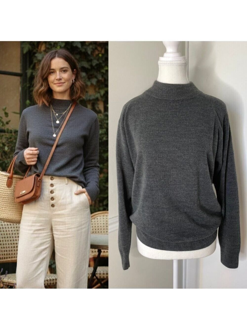 🐈Vintage TanJay Mock Neck Lightweight Sweater M